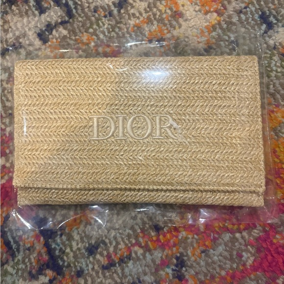 Dior Tan Raffia Clutch - Picture 1 of 6